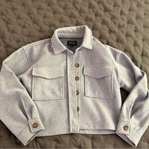 Love tree cropped shacket blue